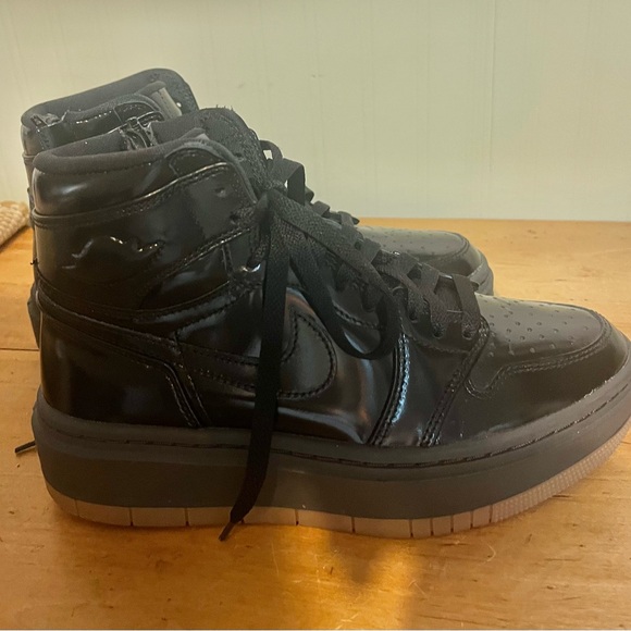 Nike Air Jordon Glossy Black High-Top Sneakers - Picture 11 of 11